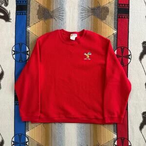 Vintage 90s Dr. Seuss Sam I Am Embroidered Fleece Sweatshirt Adult Large Red